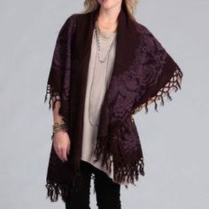 NWOT Raj Eggpant Floral Print Blanket Pancho Vest